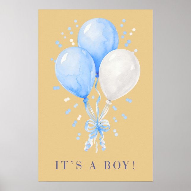Affiche Soft Champagne C'est un Garçon Ballons Ble (Devant)