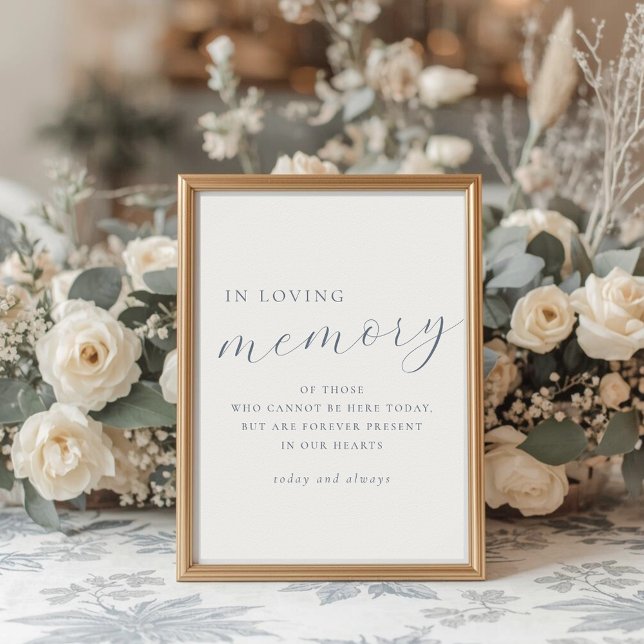 Affiche Soft Dusty Blue In Loving Memory Wedding Sign (Créateur téléchargé)