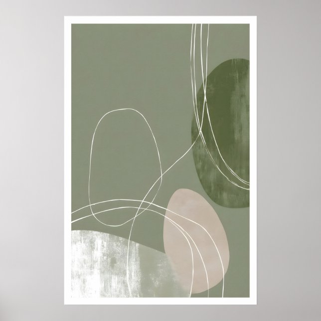 Affiche Soft Geometry Print Abstract Line Art (Modern (Devant)