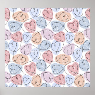 Affiche Soft Hearts : Continuous Line Valentine's