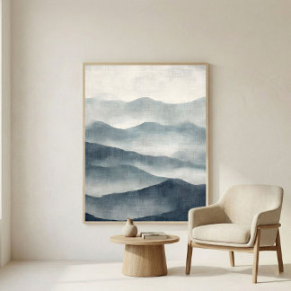 Affiche Soft Indigo Abstract Terrain Wall Art