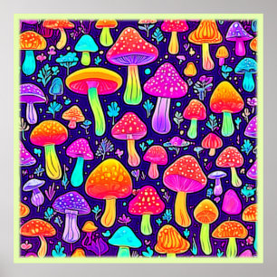 Affiche Soft Neon : Patch pour champignon de dessin