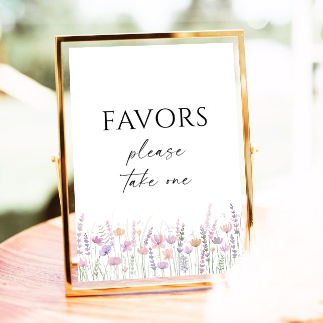 Affiche Soft Pastel Floral Wildflower Wedding Favors Sign (Créateur téléchargé)