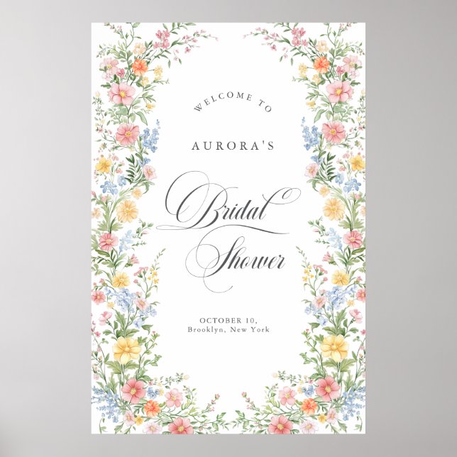 Affiche Soft Pastel Ornate Spring Bridal Shower Welcome (Devant)