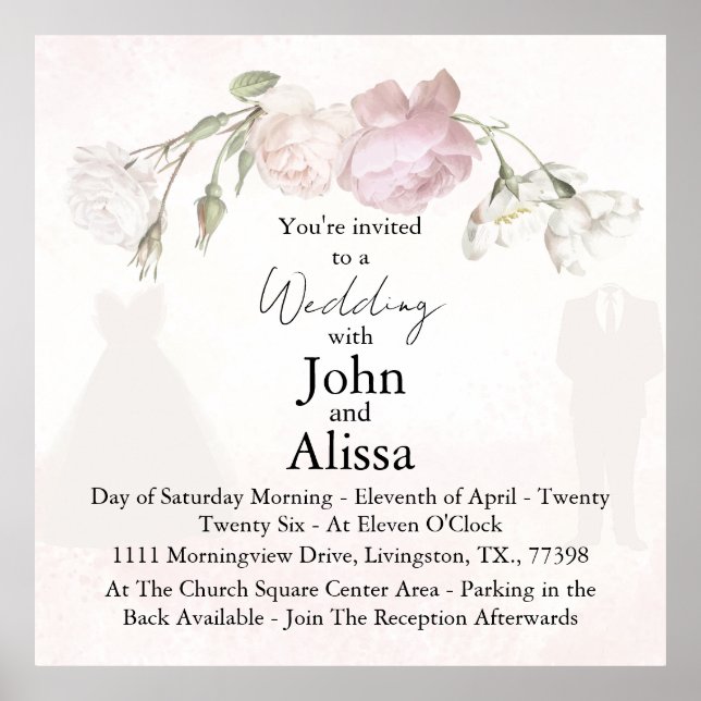 Affiche Soft Pink Roses & Bride and Groom Collection (Devant)