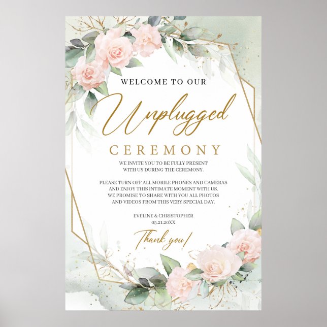 Affiche Soft pink roses eucalyptus gold unplugged ceremony (Devant)