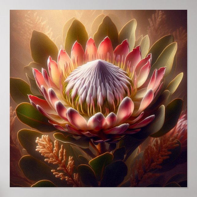 Affiche Soft Toned King Protea Bloom in Artistic Natural  (Devant)