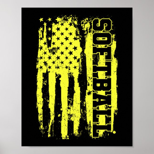 Affiche Softball American Flag Softball Player (Devant)