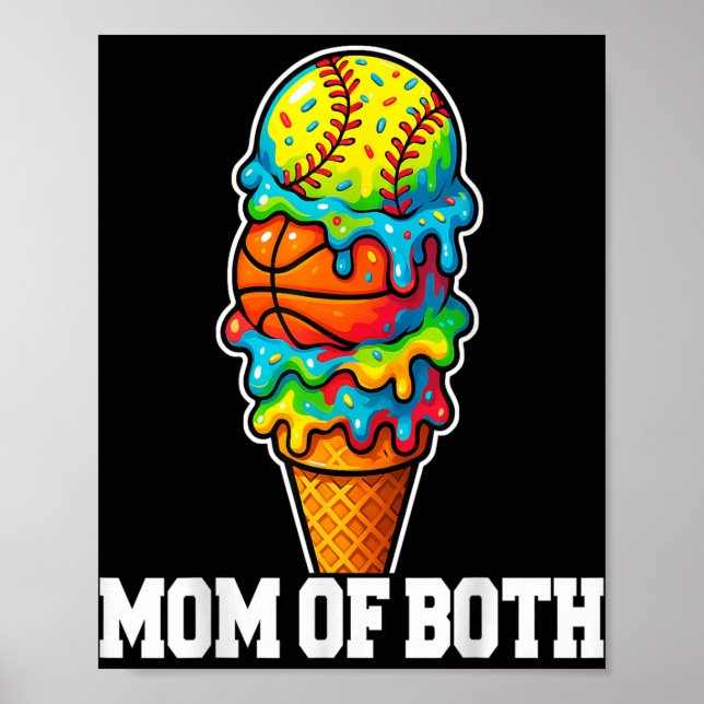 Affiche Softball Basketball Mom Ice Cream Drip Summer Game (Devant)