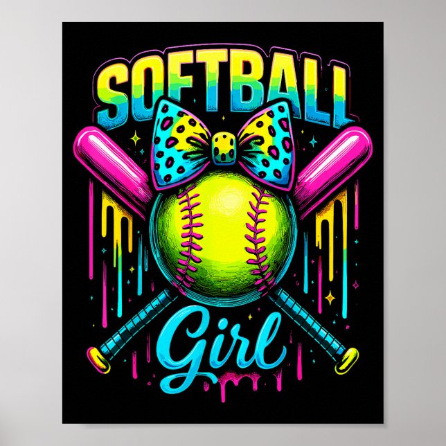 Affiche Softball Girl Drip Funny Softball Player  (Devant)