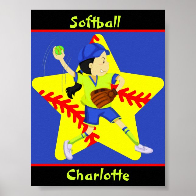 Affiche Softball Girls Star Pitcher Personnalisé (Devant)