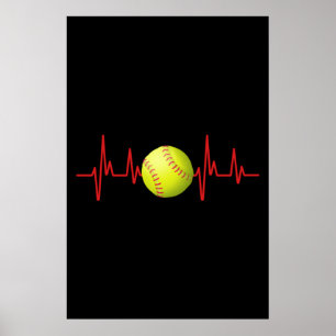 Affiche Softball Heartbeat EKG