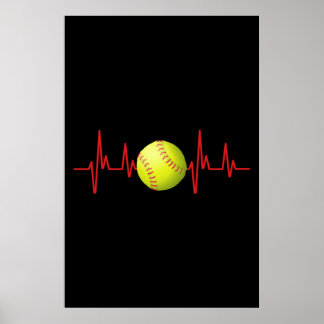 Affiche Softball Heartbeat EKG