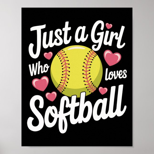 Affiche Softball Juste Une Fille Qui Aime Le Softball  (Devant)
