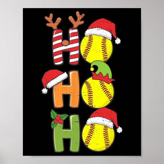 Affiche Softball Noël Ho Ho Softball Xmas Sport Me (Devant)