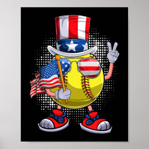 Affiche Softball Patriotique 4 juillet États-Unis Hommes F