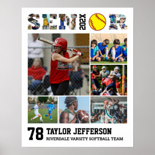 Affiche Softball Player Senior Night Sports Photo Collage
