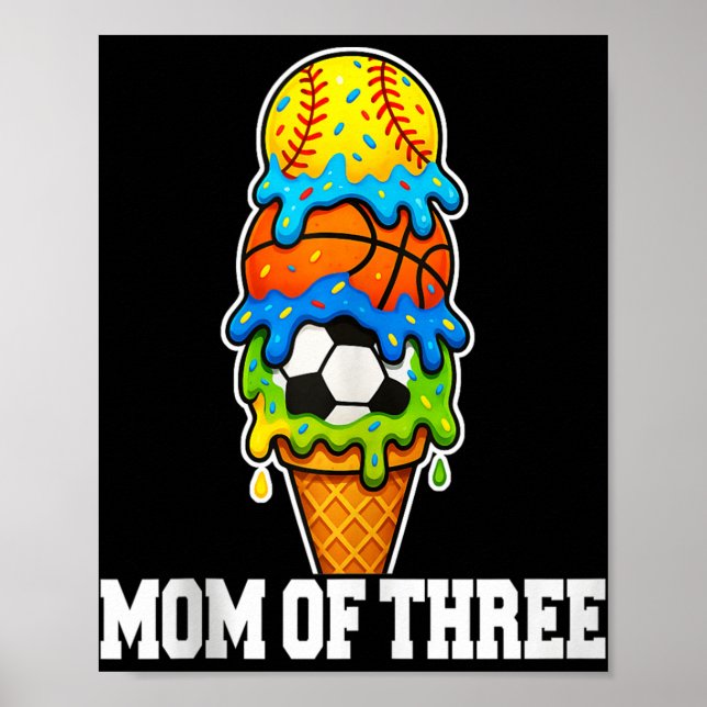 Affiche Softball Soccer Basketball Mom Ice Cream Summer Ga (Devant)