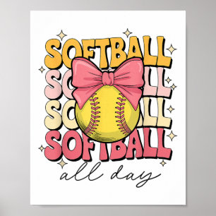 Affiche Softball super Coquette Bow Softball Lover Softbal