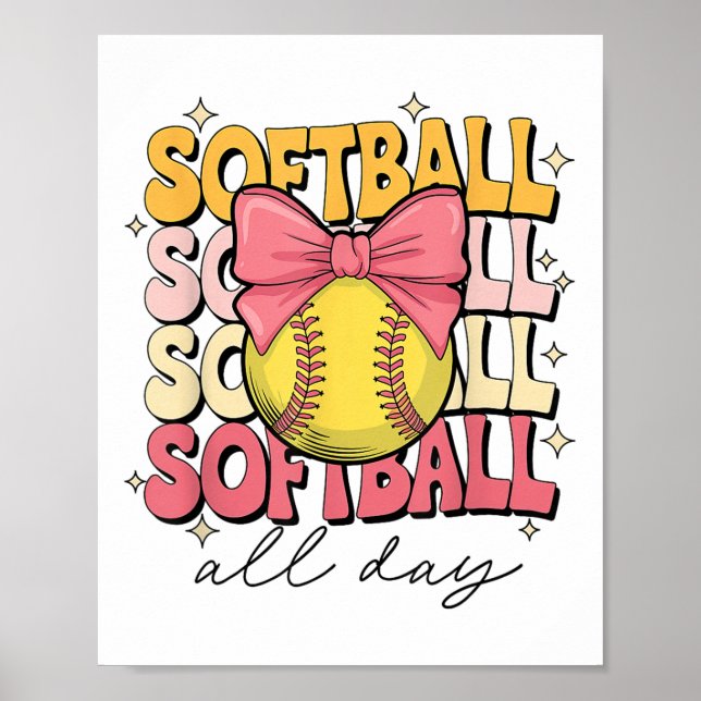Affiche Softball super Coquette Bow Softball Lover Softbal (Devant)