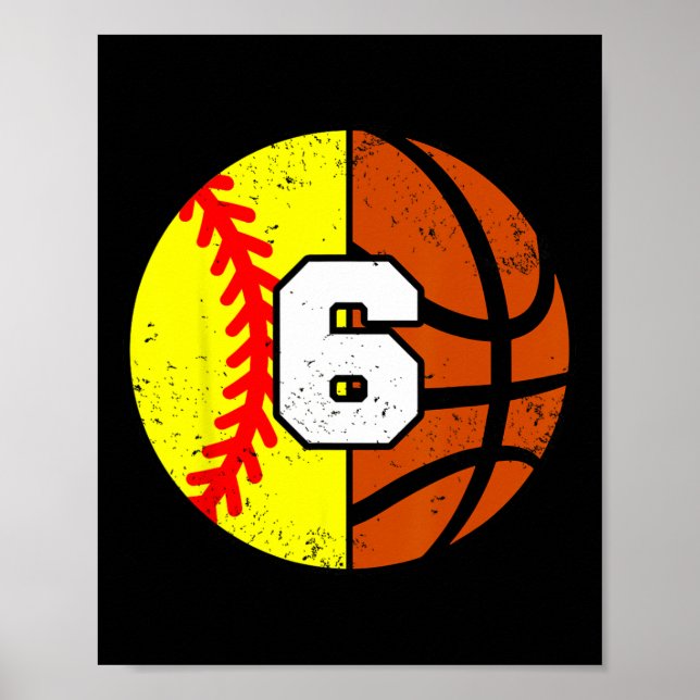 Affiche Softll Sketll Number 6 Jersey Funny 6th Birthday  (Devant)