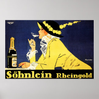 Affiche SOHNLEIN RHEINGOLD Champagne allemand par Fritz Ru
