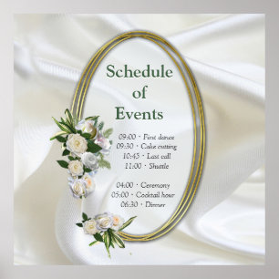 Affiche Soie blanche luxueuse et fluide et roses blanches.