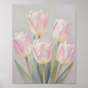 Affiche Soie Chuchotante : Une Étude des Tulipes Lumineuse