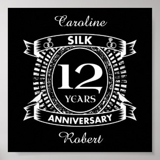 Affiche Soie du 12e anniversaire du mariage
