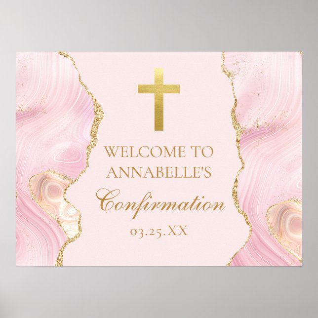 Affiche Soignée de confirmation Cross Pink Gold Welcome Pa (Devant)