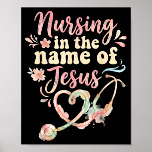 Affiche Soins au nom de Jésus infirmière chrétienne Infirm