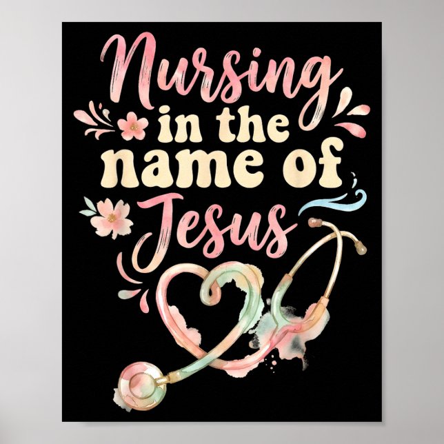 Affiche Soins au nom de Jésus infirmière chrétienne Infirm (Devant)