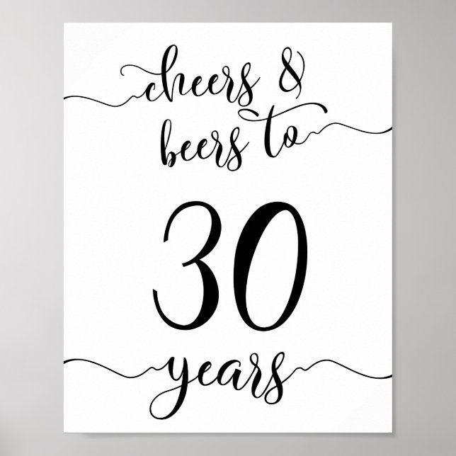 Affiche Soins et bières à 30 ans signe d'anniversaire (Devant)