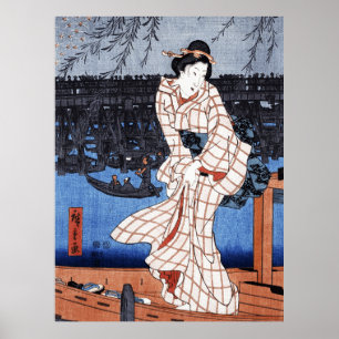 Affiche Soir sur la rivière par Utagawa Hiroshige