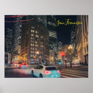 Affiche Soirée animée de San Francisco Cityscape