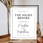 Affiche Soirée avant le dîner de répétition Mariage<br><div class="desc">La nuit avant la répétition Dîner Mariage affiche de bienvenue</div>