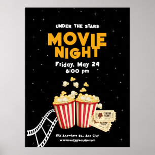 Affiche soirée cinéma, soirée cinéma fête d'annive