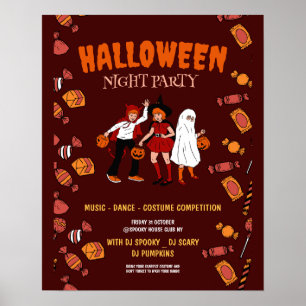 Affiche Soirée costumée d'Halloween, Nuit d'Halloween