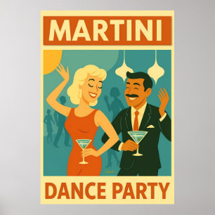 Affiche Soirée Dansante Martini du Milieu du Siècle