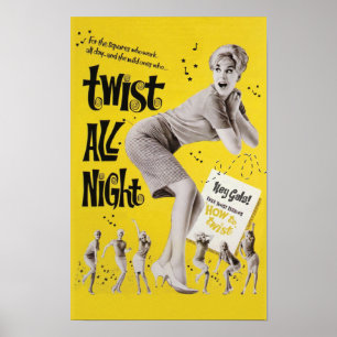 Affiche Soirée Dansante Twist Toute La Nuit des Années 60