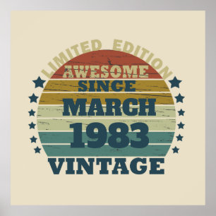 Affiche Soirée de 40 ans vintage personnalisée