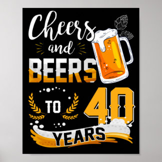Affiche Soirée de 40e Anniversaire Salue Et Bières À 40 An