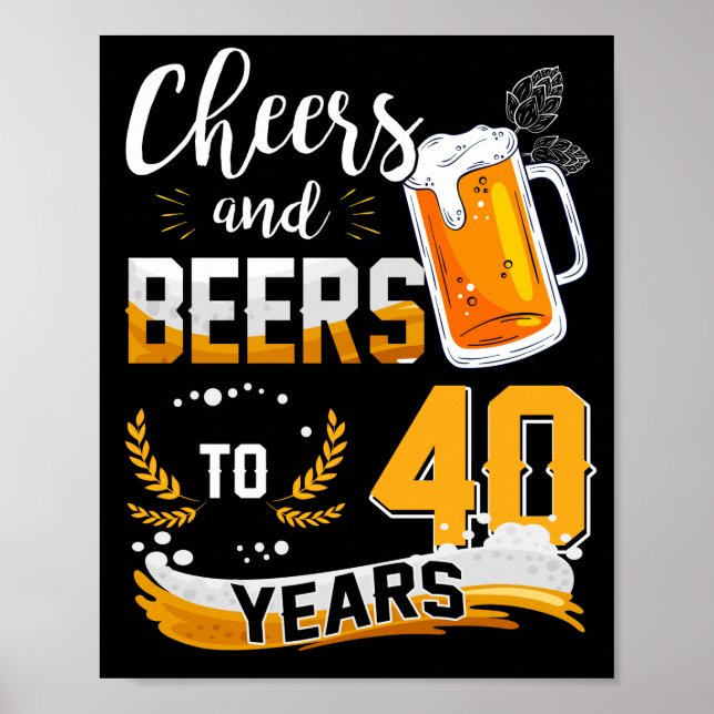 Affiche Soirée de 40e Anniversaire Salue Et Bières À 40 An (Devant)