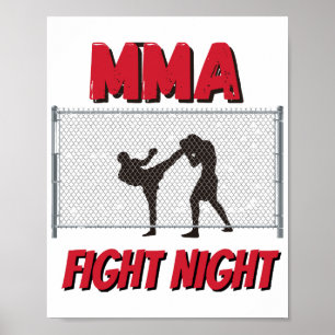 Affiche Soirée de combat de MMA texte et silhouette de deu