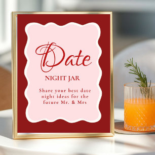 Affiche Soirée de date valentine Signe de douche de mariag