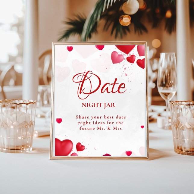 Affiche Soirée de date valentine Signe de douche de mariag (Créateur téléchargé)