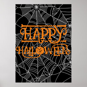 Affiche Soirée de fête d'Halloween au croissant de lune en