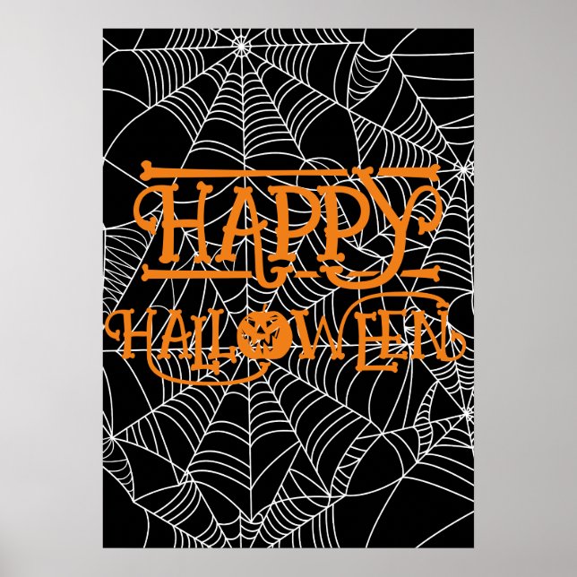 Affiche Soirée de fête d'Halloween au croissant de lune en (Devant)