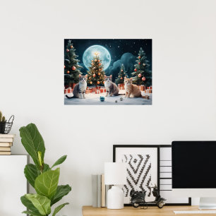 Affiche Soirée de Noël envoûtante avec des chatons