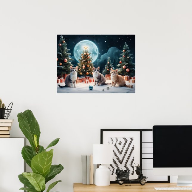 Affiche Soirée de Noël envoûtante avec des chatons (Bureau à domicile)